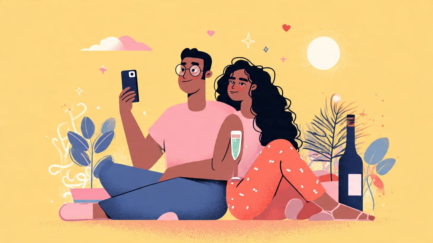 Long distance couples staying connected through video calls and virtual dates